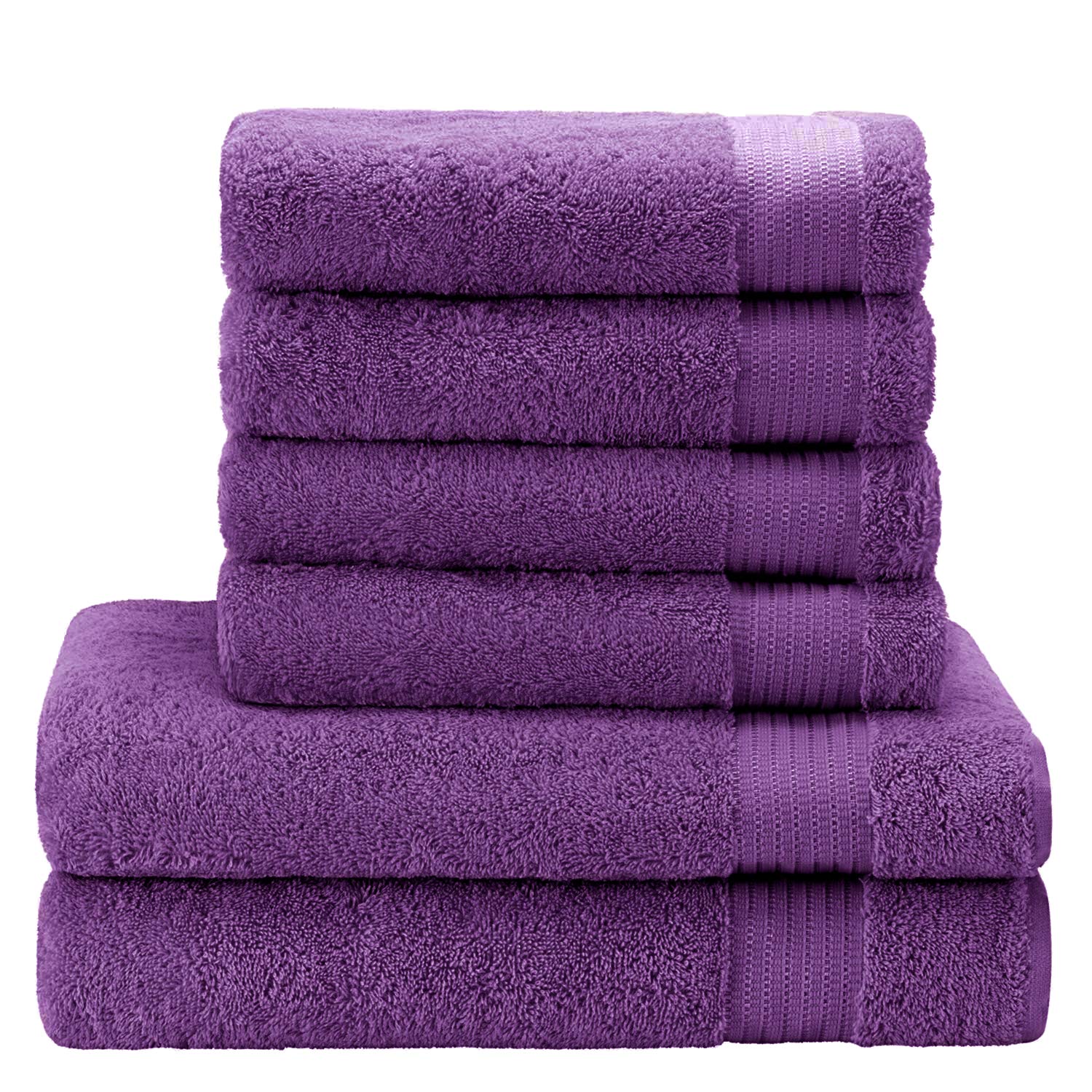 ⭐ChemicalFree, 100 Cotton Towel Sets (6 Pieces, Violet) 4 Hand