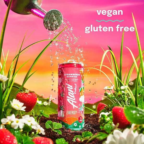 ALANI NU STRAWBERRY SUNRISE SUGAR FREE, LOW CALORIE ENERGY DRINKS, 200MG CAFFEINE, BIOTIN B VITAMINS, ZERO SUGAR, 10 CALORIES, 12 FL OZ CANS, 12 PACK