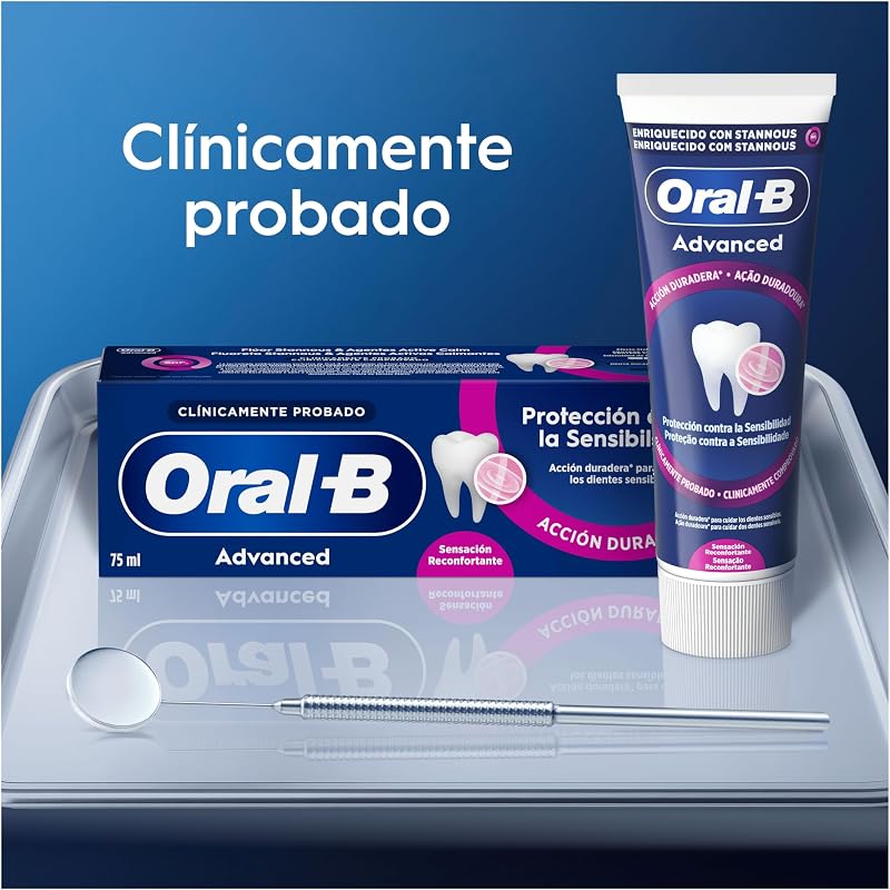 Pasta Dentífrica com Flúor de Proteção Avançada de Sensibilidade Oral-B, Pack 12 x 75 ml, Sensação Reconfortante, Hortelã-pimenta e Pasta de Dentes Aromatizada de Eucalipto para Dentes Sensíveis