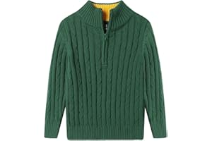 LittleSpring Boys Cable Knit Quarter Zip Sweater Mock Neck Pullover