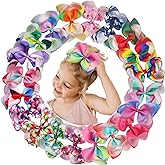 20 Colors 6Inch Large Big Hair Bows Grosgrain Ribbon Rainbow Alligator Clips Unicorn Hair Accessories For Baby Girls Toddlers Kids Children Teens Multi-colored