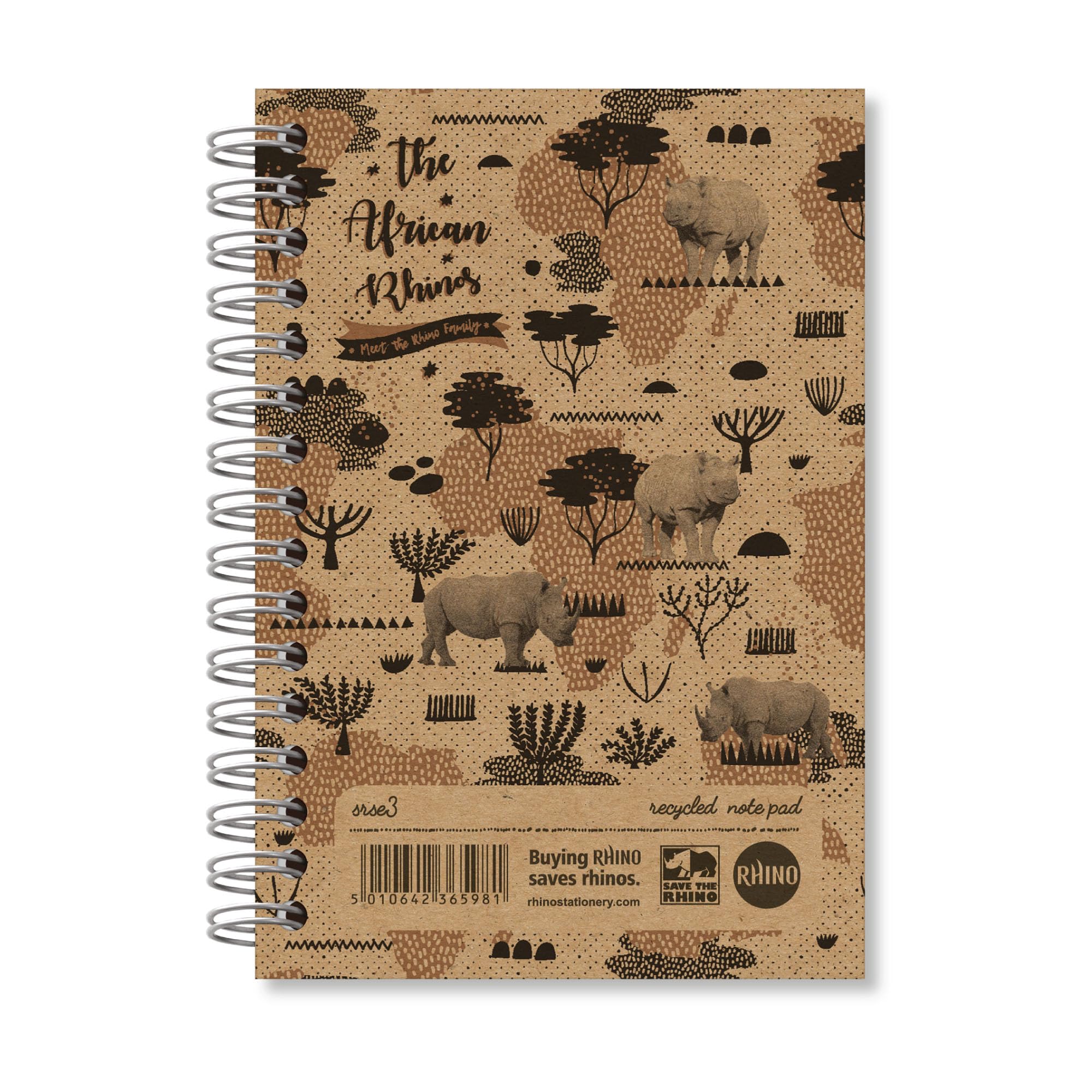 RHINO SRSE3-6 A6 Recycled Save the Rhino Notebook