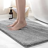 wyewye Microfibre Bath Mat 2cm Thick 50x80cm Grey Non-Slip Absorbent