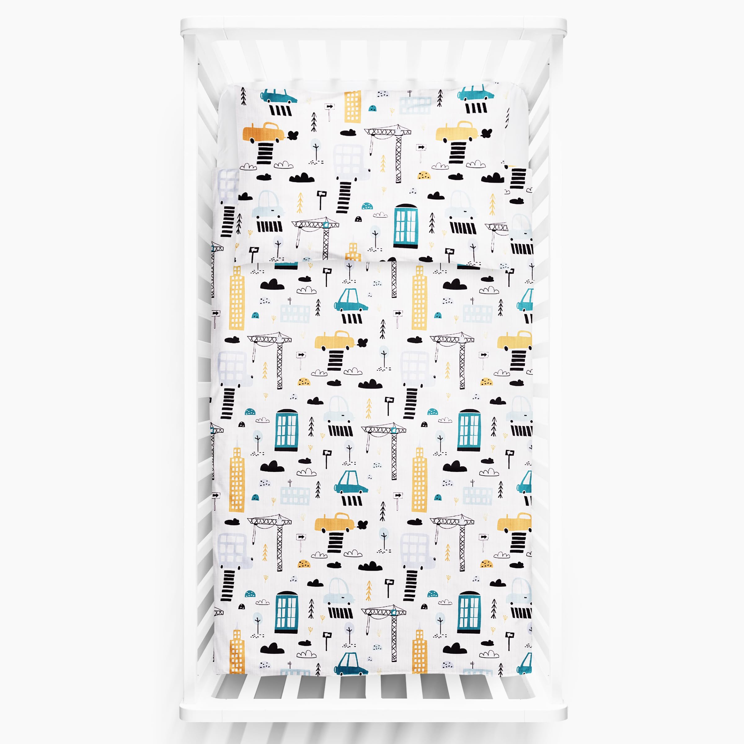 Baby Comfort 2 Piece Bedding Set 135x100 cm Duvet Cover & Pillowcase for Toddler Cot Bed 12M+ (City)