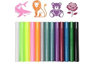 Heat Transfer Vinyl Sheets 12"x10" – PU & Glitter HTV for Cricut, Silhouette, Easy to Cut & Weed Iron On Vinyl for T-Shirts, 