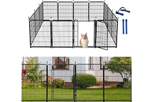 Okaygardn Tall Garden Fences and Borders for Dogs, 48 inch High Garden Fence, 12 Panels Total 26.6 Ft, 21 in Wide Low Threshold Gate. Modular Fencing, Dog Fence Outdoor for Yard. Rabbit Fence