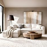 Modular Sectional Cloud Sofa, No Assembly Oversized Boneless Couch, Beige | Comfy Seating with High Back Pillows, Ideal for Living Room &amp; Small Apartment, Durable Fabric for Families &amp; Renters