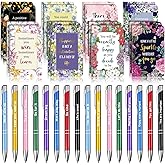 Funrous 32 Pcs Motivational Quote Pens Inspirational Notepads Mini Journal with Ballpoint Pen Small Notebooks Gift Set for Men Women Coworkers, Adult Party Favors Christmas Prizes Gift(Motivational)
