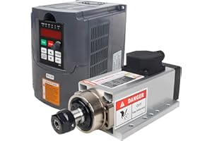 RATTMMOTOR CNC Spindle Motor Kit Square 2.2KW 220V Air Cooled Spindle Motor ER20+2.2KW VFD Drive Inventer 220V Spindle Motor Speed Control Variable Frequency Drive Converter for CNC Router Machine