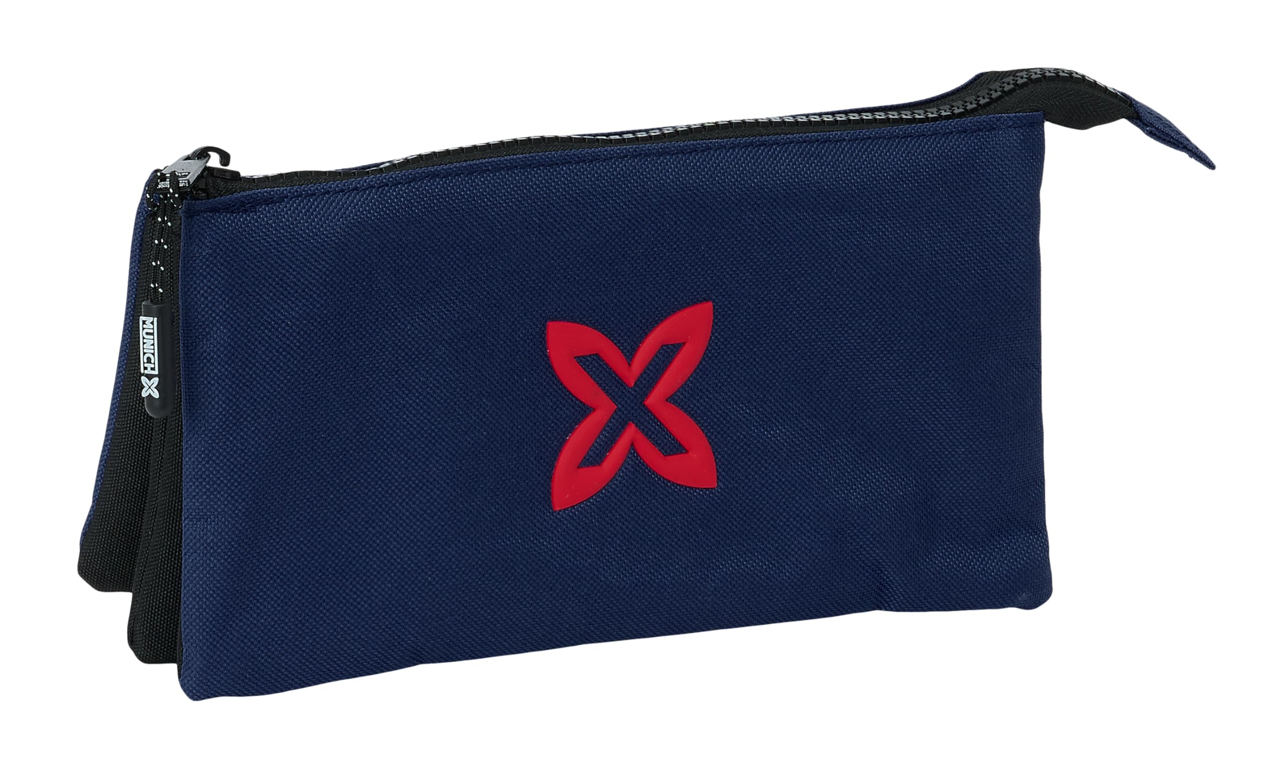 Safta Munich Basic – Triple Pencil Case, Children's Pencil Case, Ideal for School Children, Comfortable and Versatile, Quality and Resistance, 22 x 3 x 12 cm, Navy Blue, Navy, Estándar, Casual