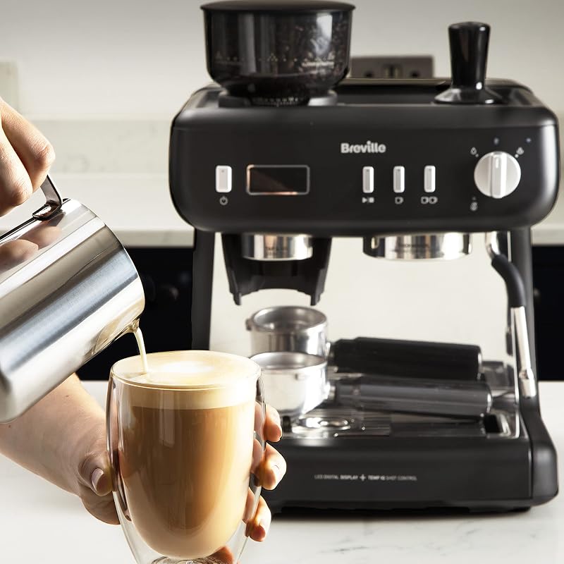 Barista Max+ Macchina per caffè espresso, latte e cappuccino, Macinatura e dosaggio intelligenti, Timer di estrazione di precisione, Montalatte integrato, Pompa italiana da 15 bar