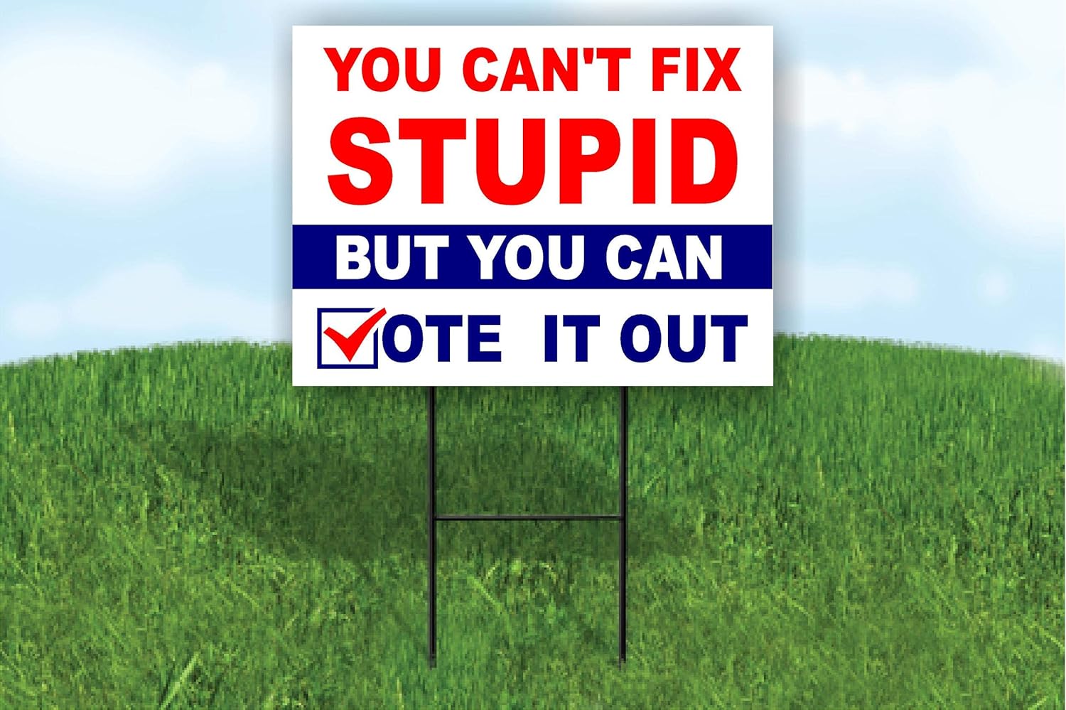Amazon Com Work House Signs You Can T Fix Stupid But You Can Vote It Out Trump Yard Sign Road Sign With Stand Garden Outdoor