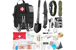 UHOOLLY Survival Kit and First Aid Kit, 236PCS Survival Gear Camping Essentials Emergency Medical Supplies with Tactical MOLLE Pouch for Outdoor Adventure, Camping, Hiking, Hunting, Cool Idea