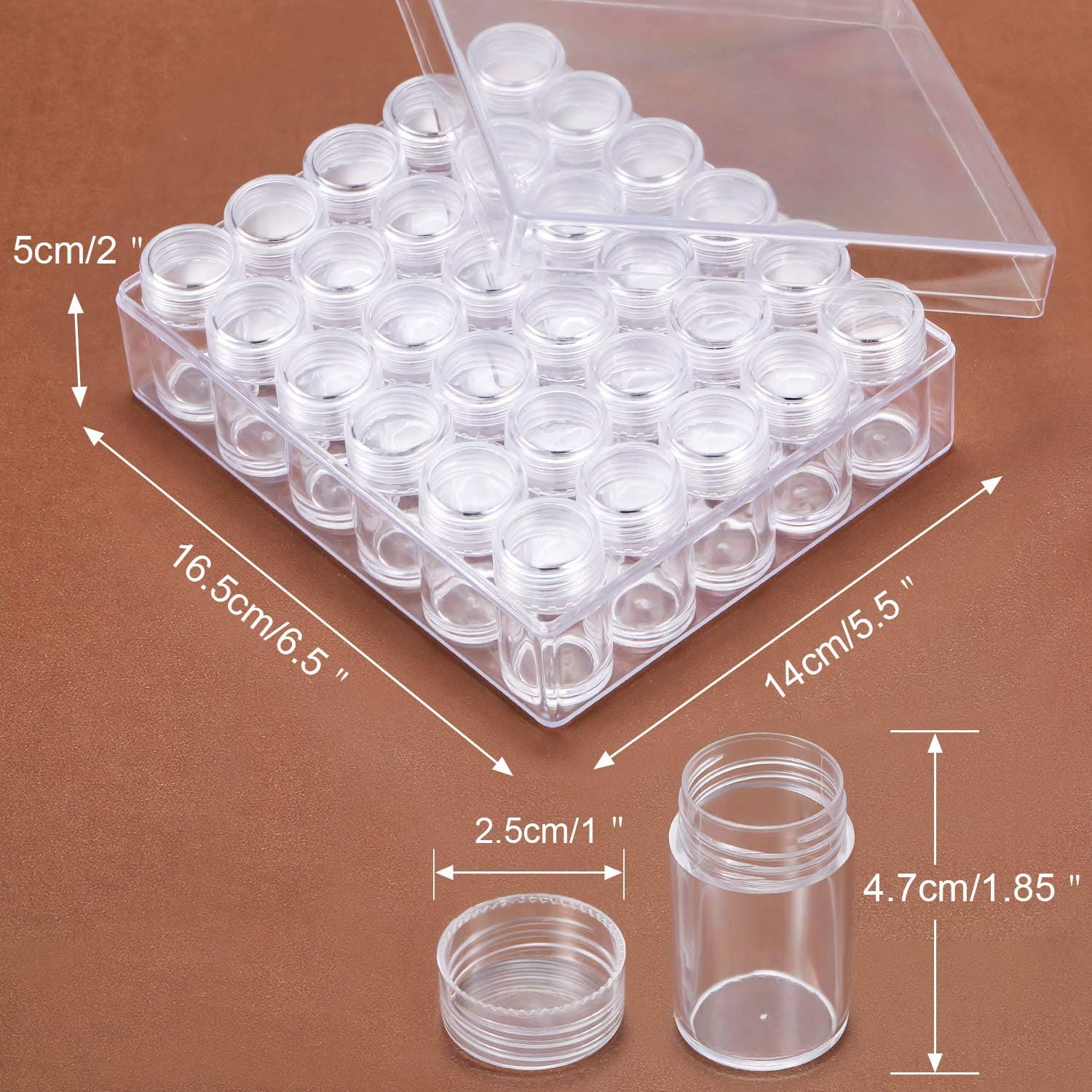 Blulu Diamond Painting Storage Containers Clear Plastic Bead Containers Set Storage Jars Diamond Painting Accessory Box for DIY(1.85 x 1 Inch) - Image 3