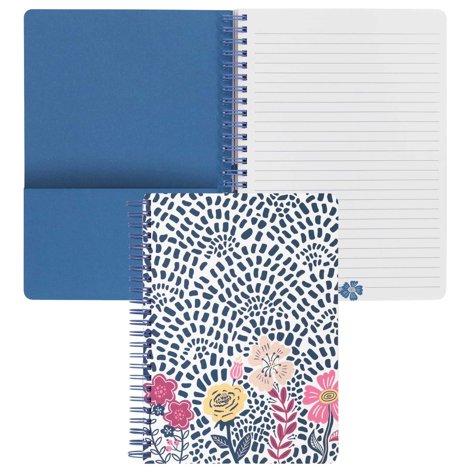 Steel Mill & Co Cute Mini Spiral Notebook, 8.25" x 6.25" Journal with Durable Hardcover and 160 Lined Pages, Mosaic Floral — image 1