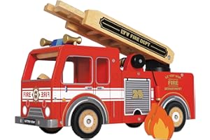 Le Toy Van Cars & Construction Collection Wooden Fire Engine Set Premium Wooden Toys for Kids Ages 3 Years & Up, Multi