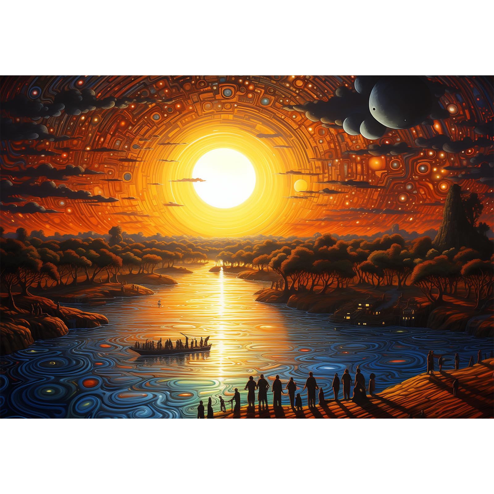 MISITU Mini Jigsaw 1000 Pieces Puzzle, Micro Difficult, Challenging Family Game, Fantasy World Sunset, 15 x 10.2 Inch — image 1