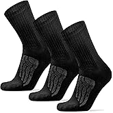 Busy Socks 3 Pack Men's Merino Wool Hiking Crew Socks Womens Warm Thick Cushioned Outdoor Athletic Socks for Walking Running