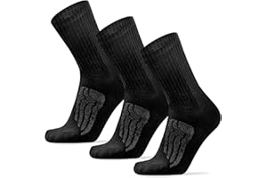 Busy Socks 3 Pack Men's Merino Wool Hiking Crew Socks Womens Warm Thick Cushioned Outdoor Athletic Socks for Walking Running