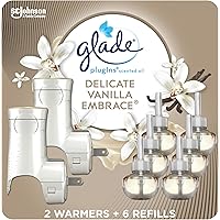Glade PlugIns Air Freshener Oil Refill Kit, Scented and Essential Oils for Home and Bathroom, Delicate Vanilla Embrace, 2 War
