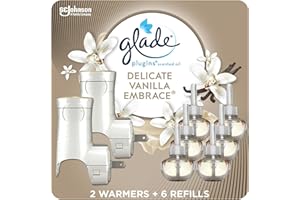 Glade PlugIns Air Freshener Oil Refill Kit, Scented and Essential Oils for Home and Bathroom, Delicate Vanilla Embrace, 2 War