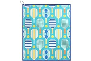 MILLIE ROSE DESIGNS Millie Rose Pickleball Towels in Fashionable Prints - Cute 15x17 inch Microfiber & Cotton Athletic Towels with Carabiner Clip - Pickleball Accessories, Pickleball Gifts (Plaid Pickle)