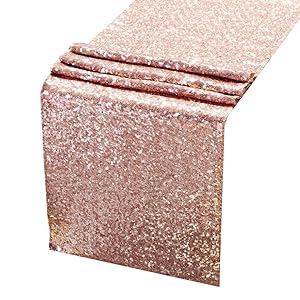 Acrabros 14" x 108" Premium Quality Sequin Table Runner, Rose Gold