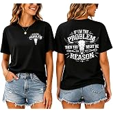 I'm The Problem Shirt If I'm The Problem T Shirt Funny Graphic Tees | Vintage Bull Skull Graphic Sarcastic Western Shirt Retro Country Cowgirl Tee Casual Unisex Everyday Wear