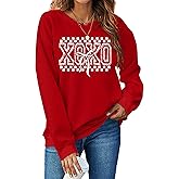 HQP Valentine Shirts for Women Love Heart T Shirt Long Sleeve Valentines Gift Shirt Casual Tee Tops