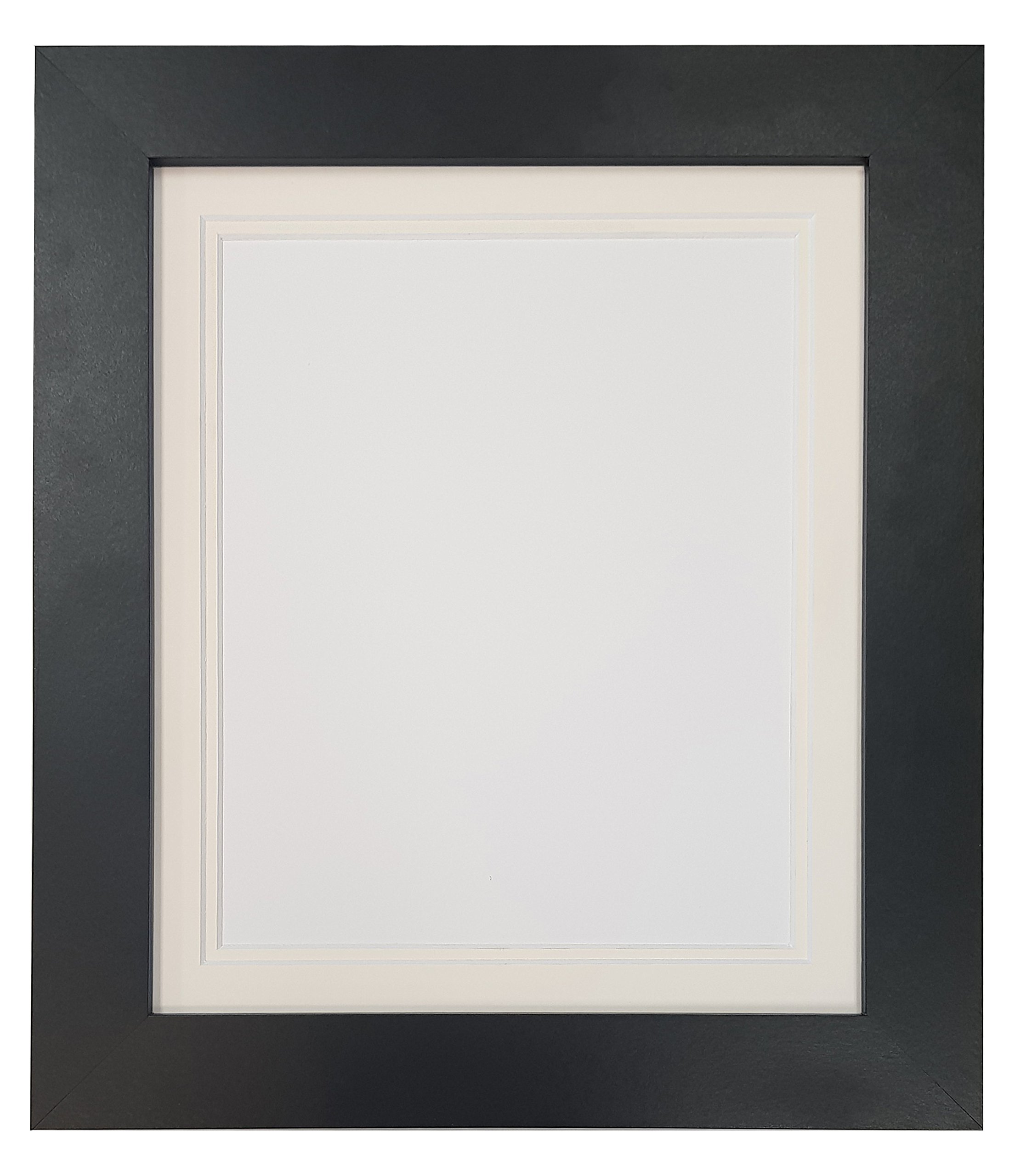 Metro Black Photo Picture Poster Frame with Double Ivory Mount 50 x 40 cm for Image Size 40 x 30 cm