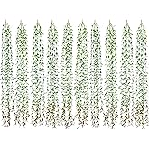 Artificial Hanging Vine, 10 Pcs Weeping Willow Plastic Plants Greenery Leaves Faux Ivy Garland Fake Plant UV Resistant Indoor Outdoor Garden Door Wall Baskets Wedding Party Table Decoration Green Red