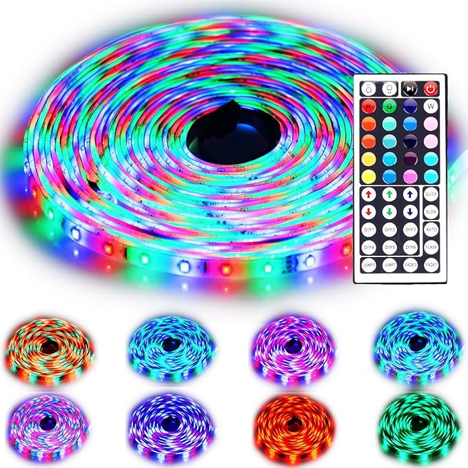 Rxment Led Strip Lighting 10M 32.8 Ft 3528 RGB 600LEDs Flexible Color