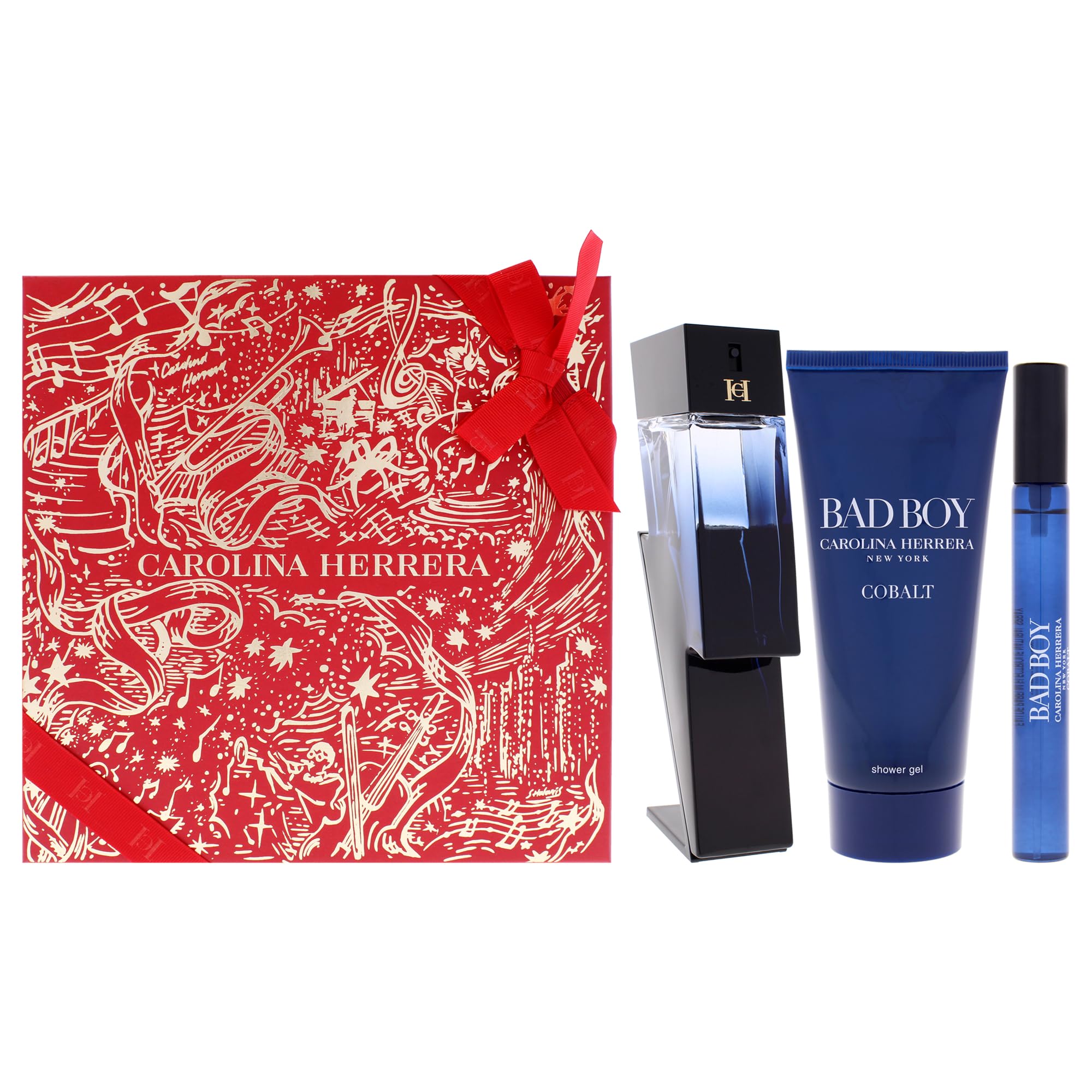 Carolina Herrera Bad Boy Cobalt 3-Piece Gift Set for Men, (Eau De Parfum 3.4 oz + Shower Gel 3.4 oz + Travel Spray 0.34 oz) – Limited Edition Image
