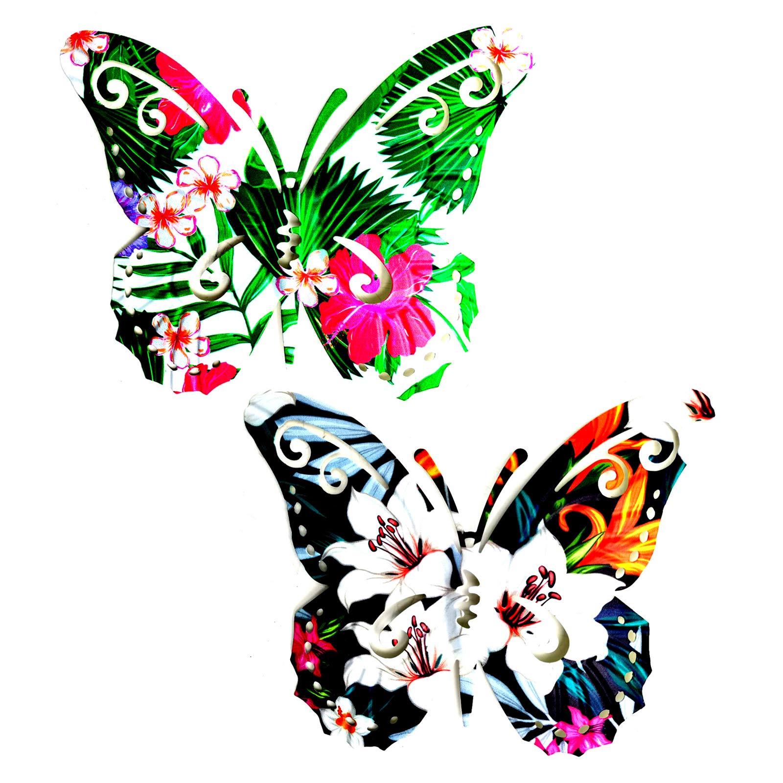 U/D Metal Butterfly Ornaments Wall Art Decor Outdoor, 2 Pack Colorful Garden Wall Sculptures Indoor or Outdoor Home Decorations