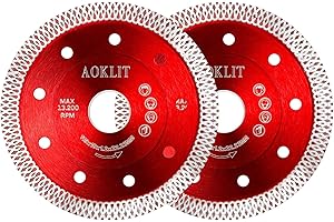 AOKLIT 2 Pcs 4.5" Diamond Tile Blade, Super Thin Tile Saw Blade, Diamond Blade for Angle Grinder Cutting Porcelain Tile Grani