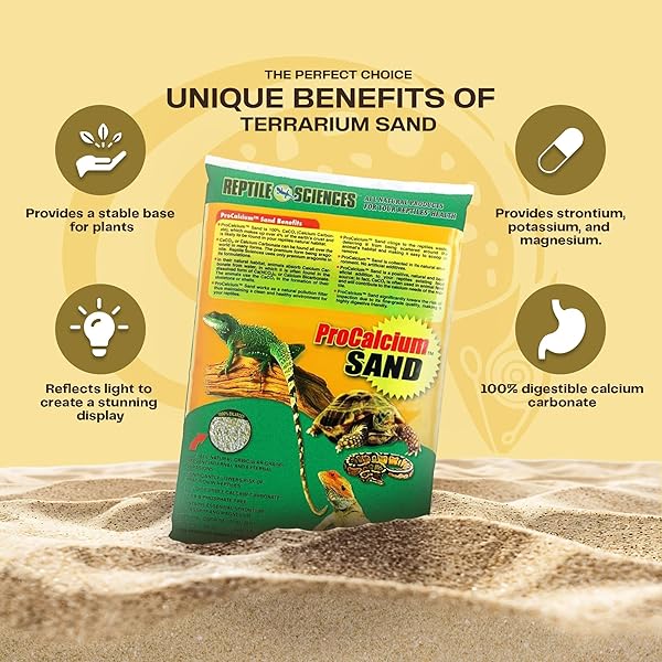 REPTILE SCIENCES GREEN PRO-CALCIUM TERRARIUM SAND – 10 LBS – NATURAL SUBSTRATE FOR REPTILE HABITATS, SUPPORTS DIGGING & ENCLOSURE MAINTENANCE