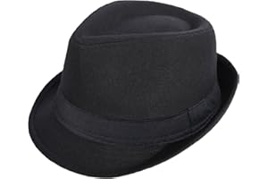 IZUS Classic Manhattan Fedora Hat Felt Trilby Short Brim Bowler Hat for Mens Womens 23"