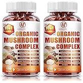 SIGNILIFE 10 in 1 Lions Mane Mushroom Supplement with Turkey Tail, Reishi,Cordyceps, Chaga & More - Brain Supplements for Memory and Focus-300 Softgels