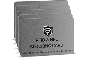 SaiTech IT 5 Pack RFID Blocking Cards, One Protects Entire Wallet Purse, NFC Contactless Bank Debit Credit Card Protector ID ATM Guard - Grey
