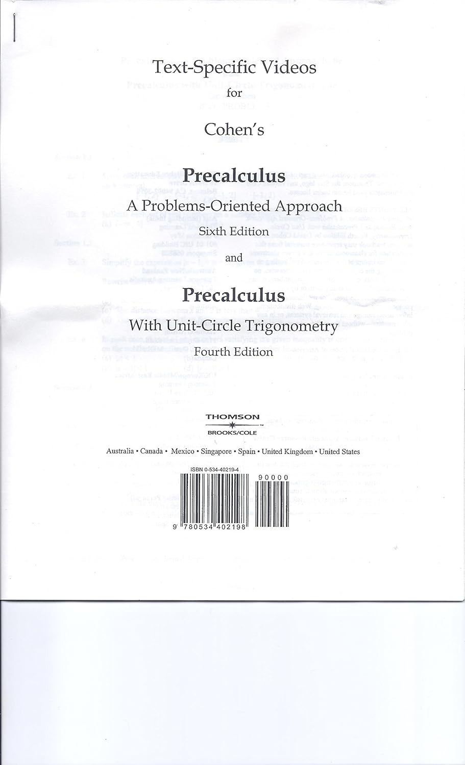 Amazoncom Text Specific Videos For Cohens Precalculus A - 