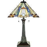 Quoizel TFT16191A1VA Inglenook Interior Tiffany Style Classic Geometric Handcrafted Art Glass Amber Cream/Blue/Green Art Glas