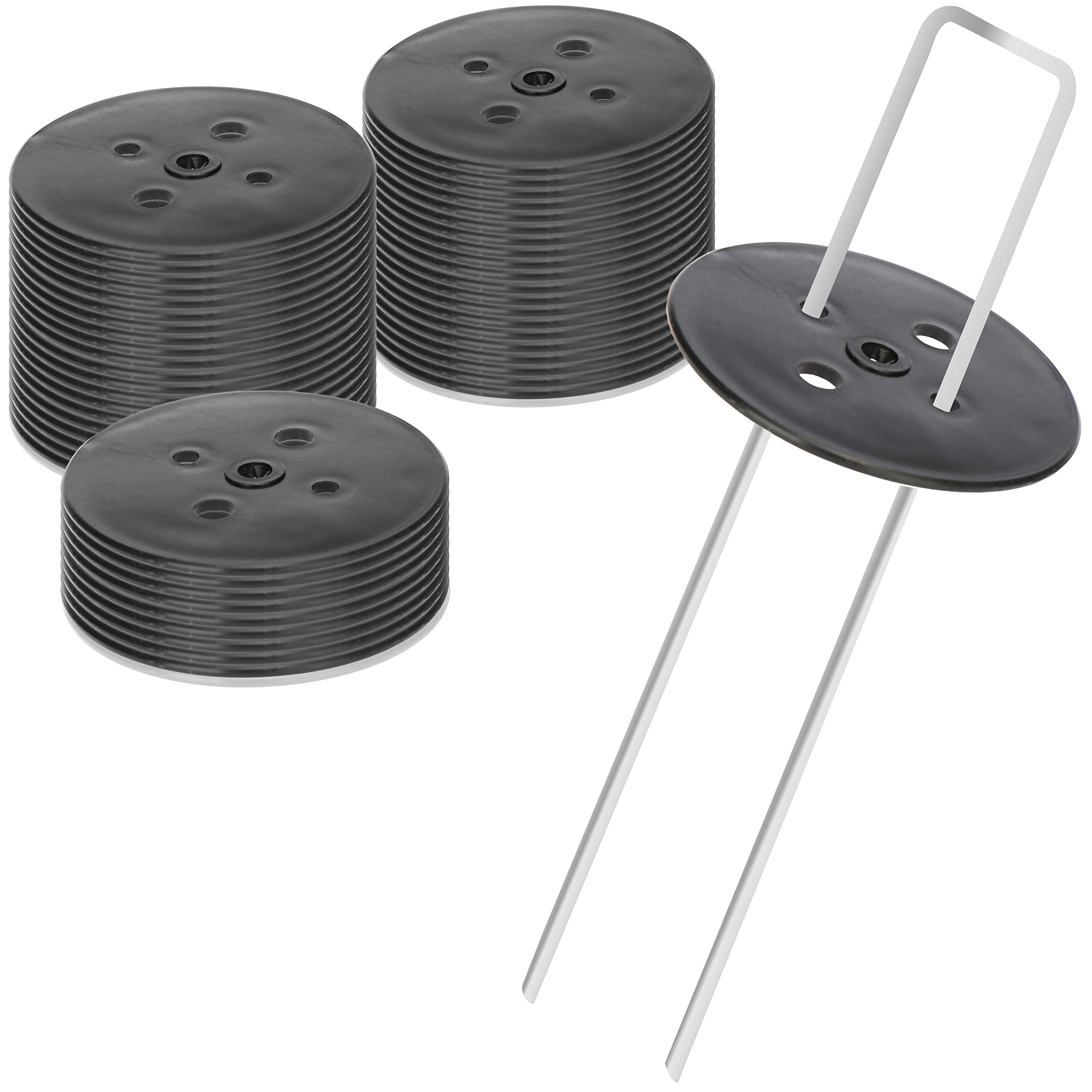 COM-FOUR® 50x herring protective cap - washers for ground anchors - ground washers for pegs to protect the tent tarpaulin - ground anchor protective washer for camping, gardening (50 pieces - black)