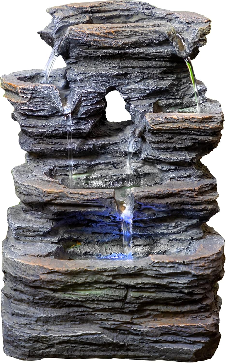 Indoor Fountains & Accessories - Ferrisland 5-Tier Cascading Tabletop Fountain with LED Lights - Indoor Water Fountain Decor Tabletop Small Relaxation Waterfall Feature