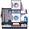 Lil' Jumbl Kids Washer and Dryer Playset, Wooden Children's Pretend Laundry Set, Includes Broom, Dustpan, Iron, Hangers & Basket, Realistic Laundry Room for Kids