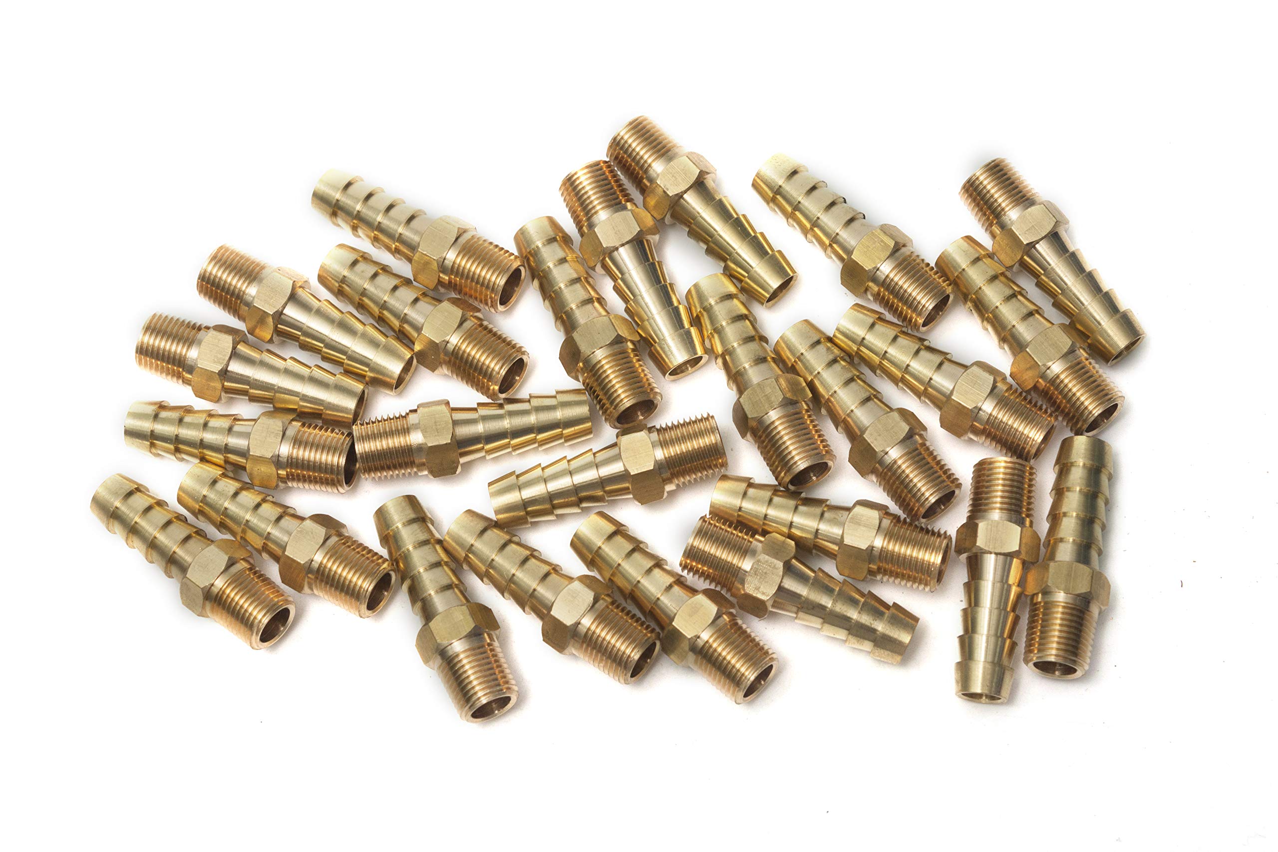 LTWFITTING Brass Barbed Fitting Coupler/Connector 1/8-Inch Male BSPT x 8mm Hose Barb(Pack of 25)