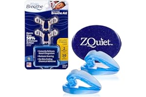 ZQuiet Anti-Snoring Mouthpiece Solution, 2 Size Comfort System Starter Kit + Nasal Dilator (2 Pack / 30 Day Supply) - Made in USA & FDA Cleared