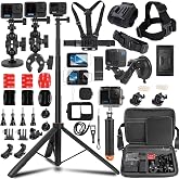 54''Selfie Stick Tripod &amp; Case Accessories Kit for GoPro 13 12 11 10 9 | Carrying Case with Belt 54'' Selfie Stick Tripod Waterproof Housing Suction Cup Handlebar Mount Qucik Release Clip Body Mount