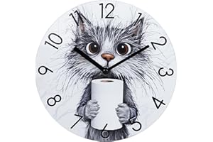 Yoiolclc Bathroom Wall Clock,Waterproof Glass Cat Wall Clocks for Bathroom Shower Toilet(10 Inch)