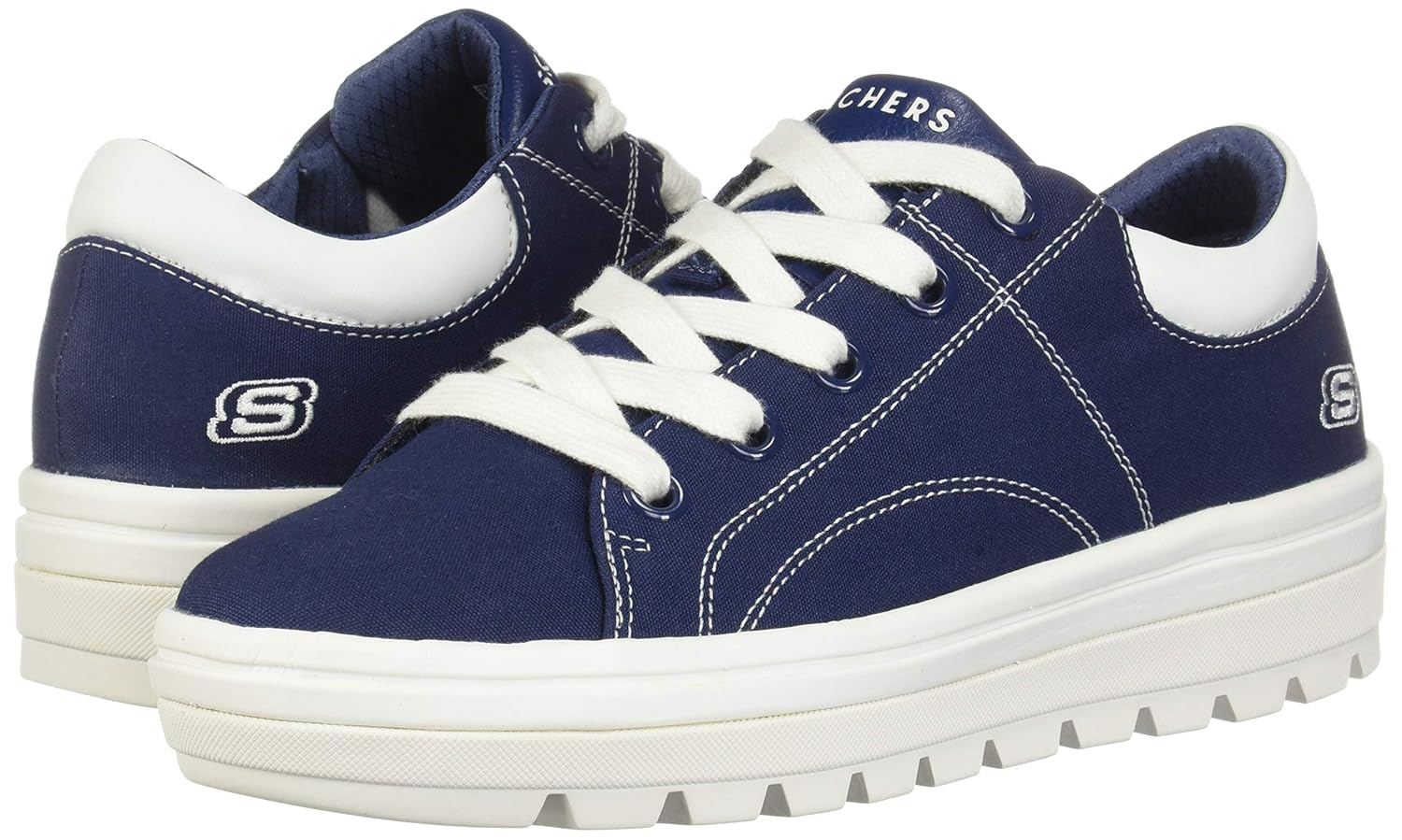 skechers lace up sneakers azul