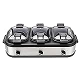 AmazonCommercial Stainless Steel 3 x 2.5 Quarts Triple Slow Cooker, Brushed Stainless Steel